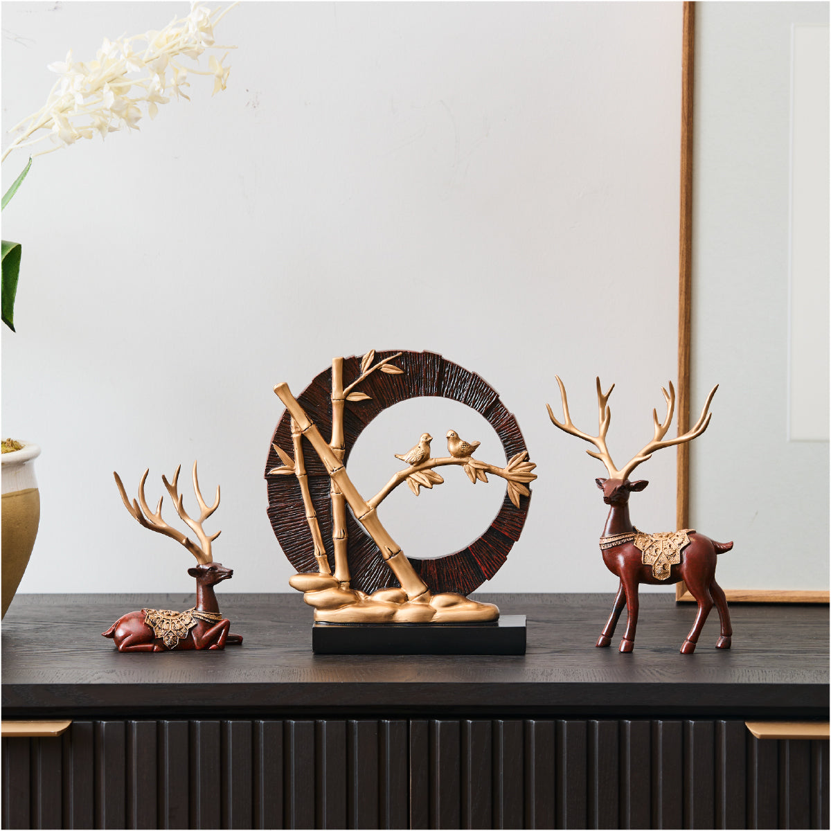 Wellbeing Whispers – Bamboo & Deer Cosmic Harmony Statue